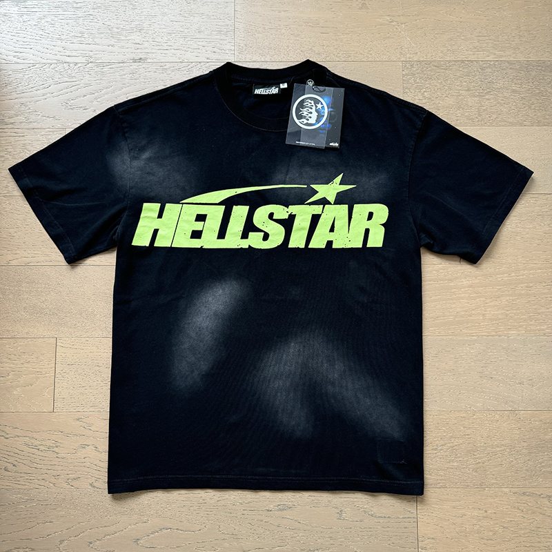 Hellstar Lime Green Flame Graphic T-Shirt — hang_tag