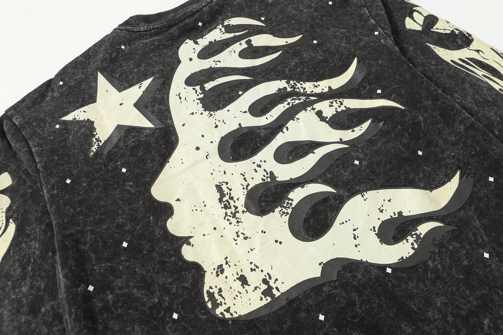 Hellstar Flame Star Graphic Long-Sleeve T-Shirt — detail