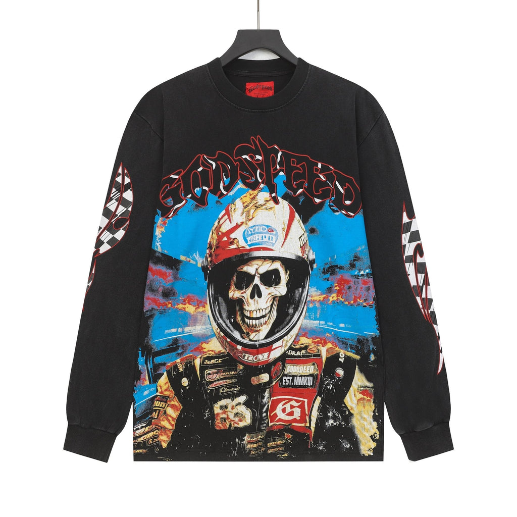 Godspeed Racing Skull Graphic Long-Sleeve T-Shirt — hero