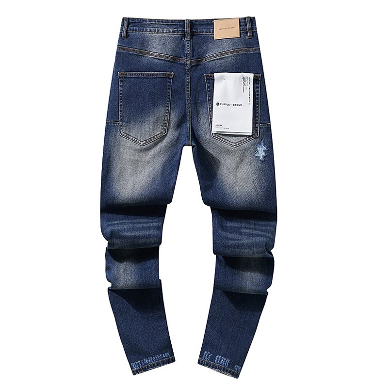 Purple Brand Blue Distressed Paneled Jeans — back