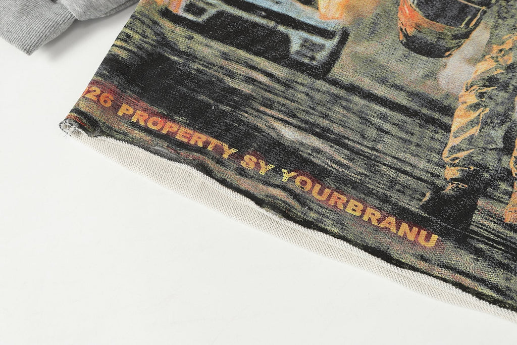 Godspeed Gray Racing Graphic Pullover Hoodie — detail