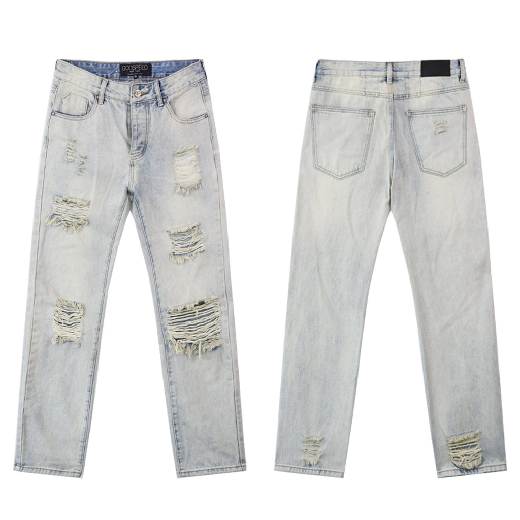 Godspeed Distressed Washed Denim Jeans — front