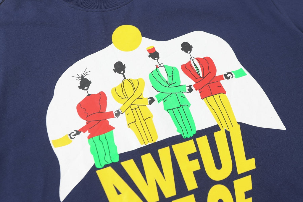 THAT'S A AWFUL LOT OF COUGH SYRUP Navy Graphic Short-Sleeve T-Shirt — detail