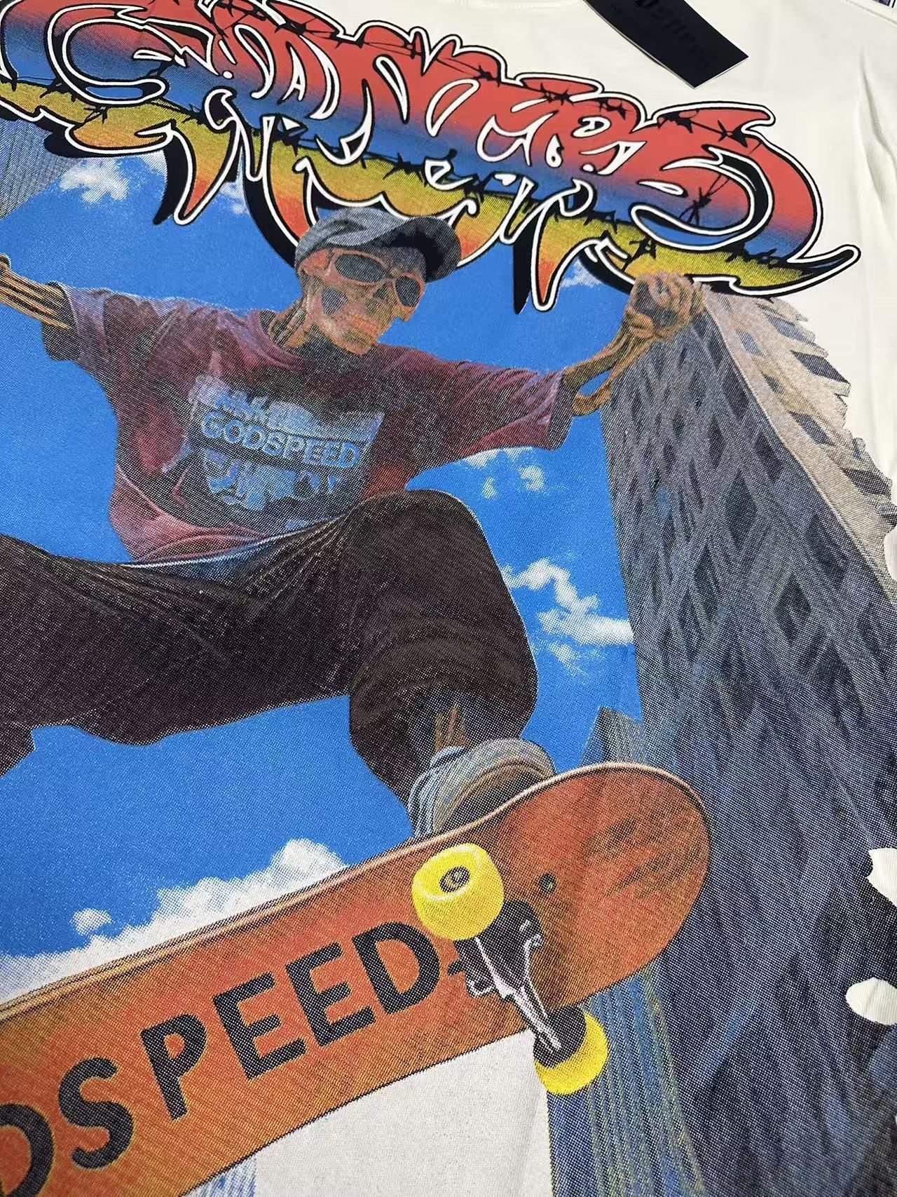 Godspeed Skateboard Graphic T-Shirt — detail