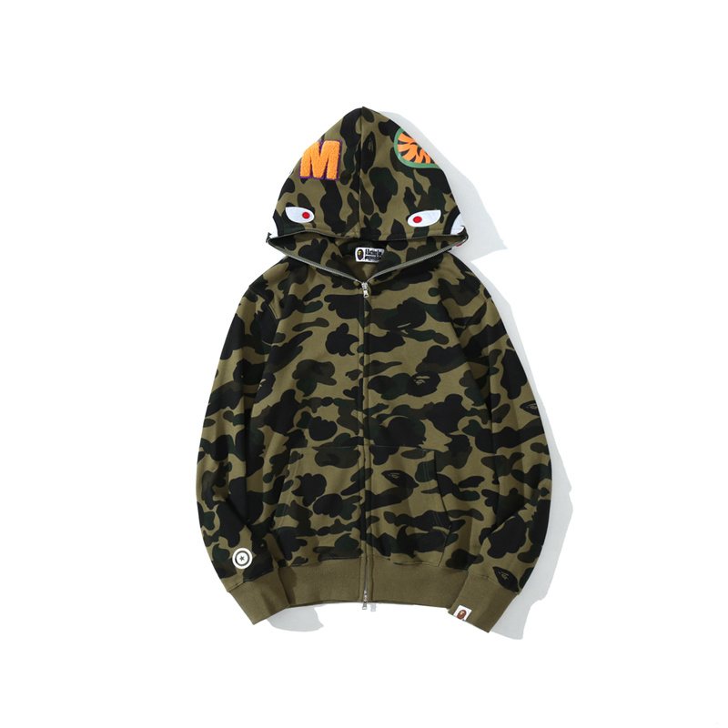 BAPE WGM Shark Camo Zip Hoodie — front