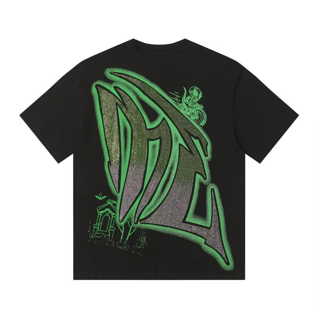 MIXED EMOTION Motorcycle Graffiti Graphic T-Shirt — back