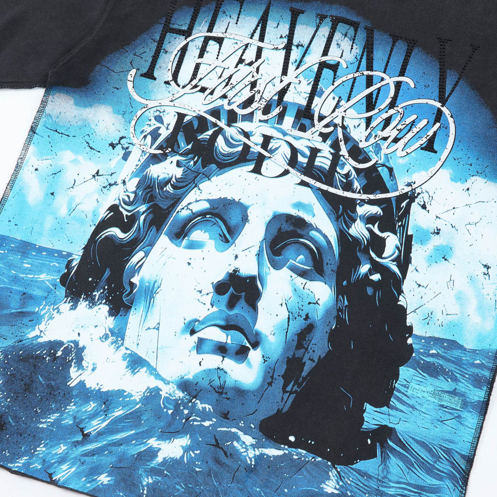 FIRST ROW Distressed Rhinestone Graphic T-Shirt — detail