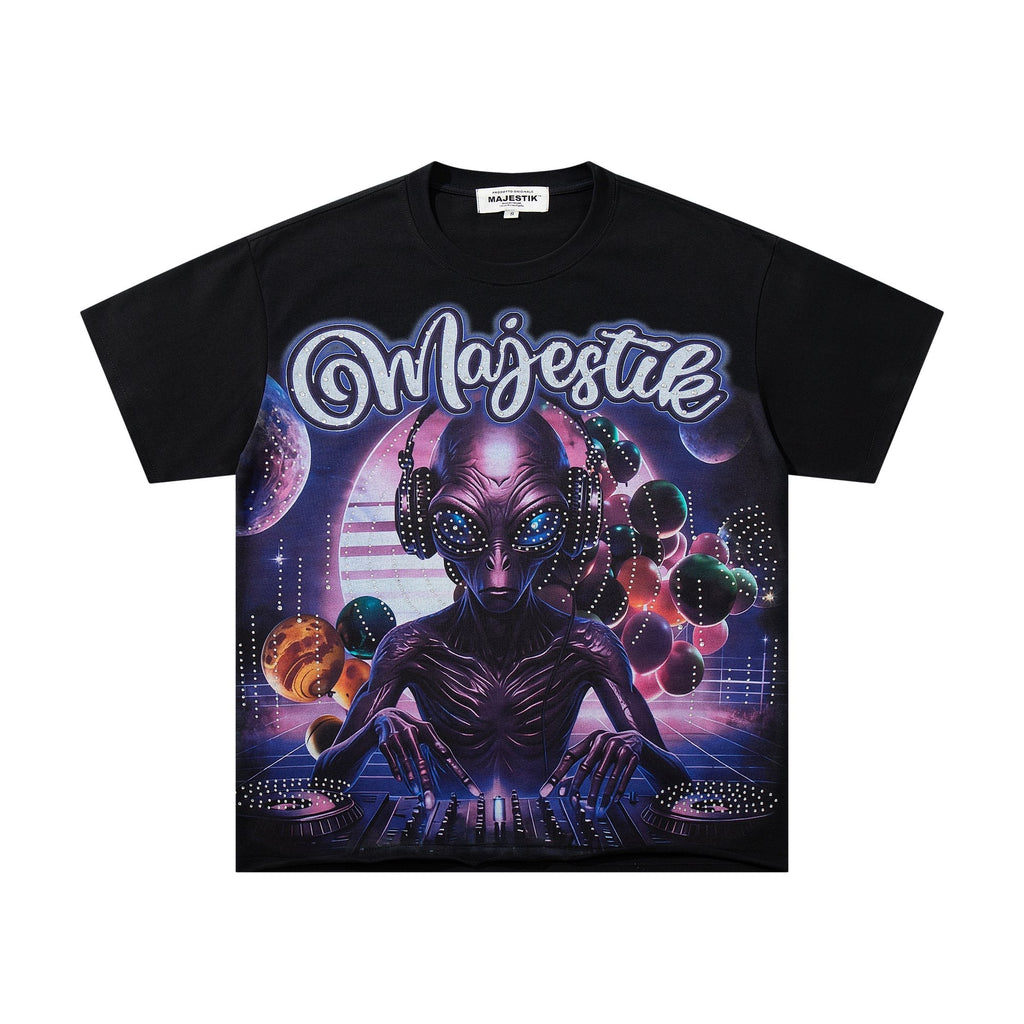 MAJESTIK Alien Rhinestone Graphic T-Shirt — hero