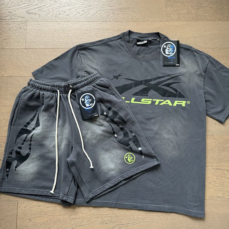 Hellstar Angular Star Logo T-Shirt & Shorts Set — front
