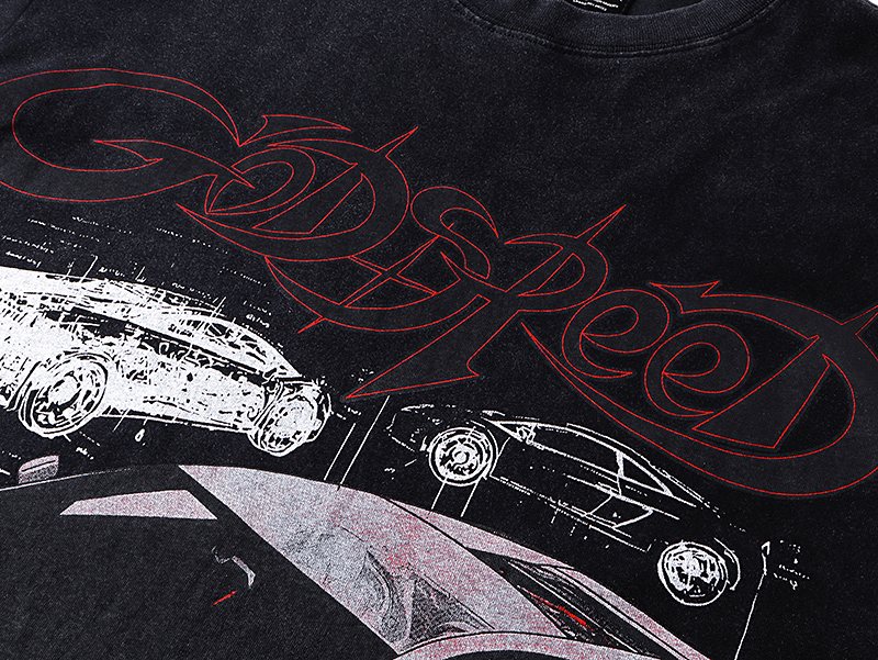 Godspeed Superun Sunday Miami Race Car Graphic T-Shirt — detail