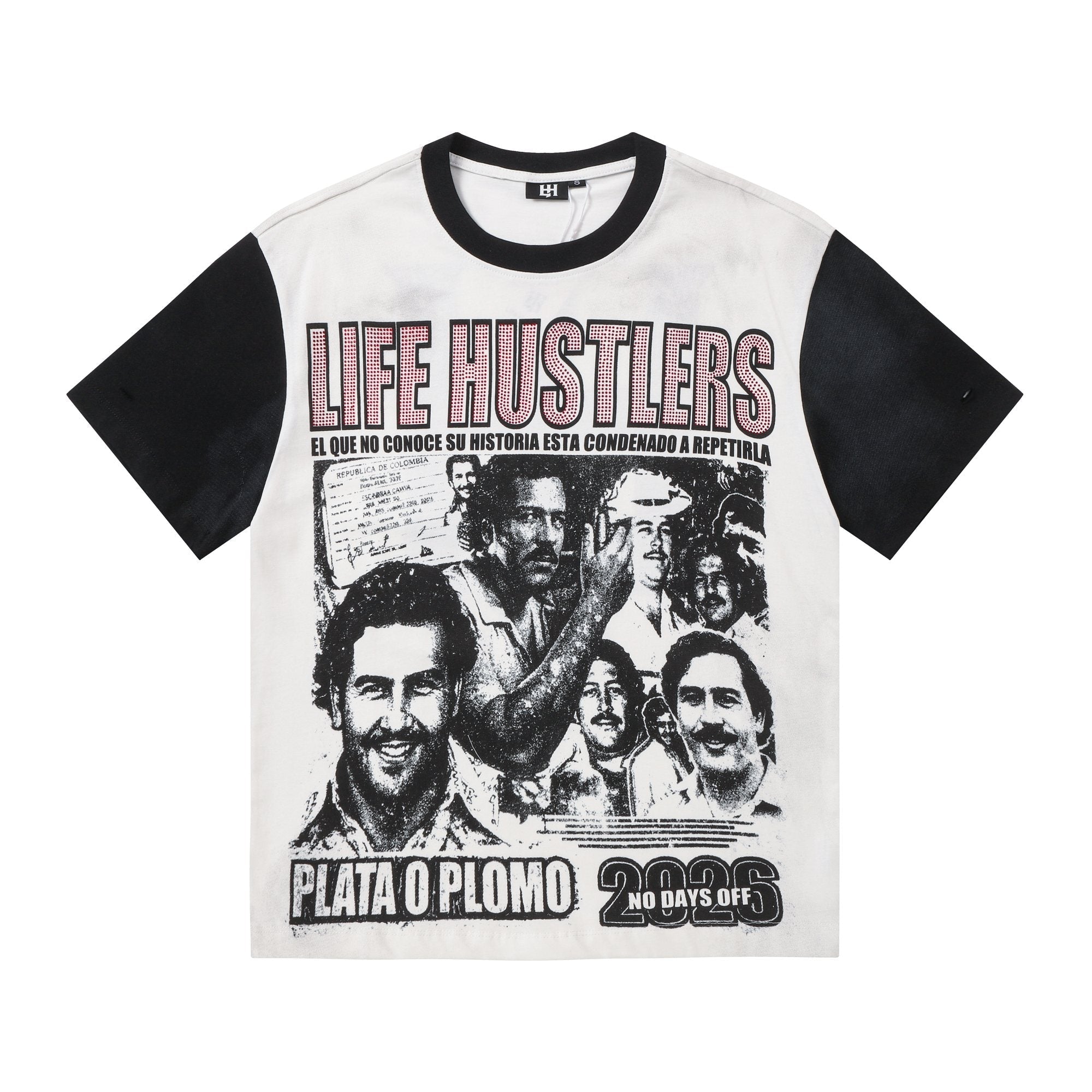 Life Hustlere Contrast-Sleeve Graphic T-Shirt — hero