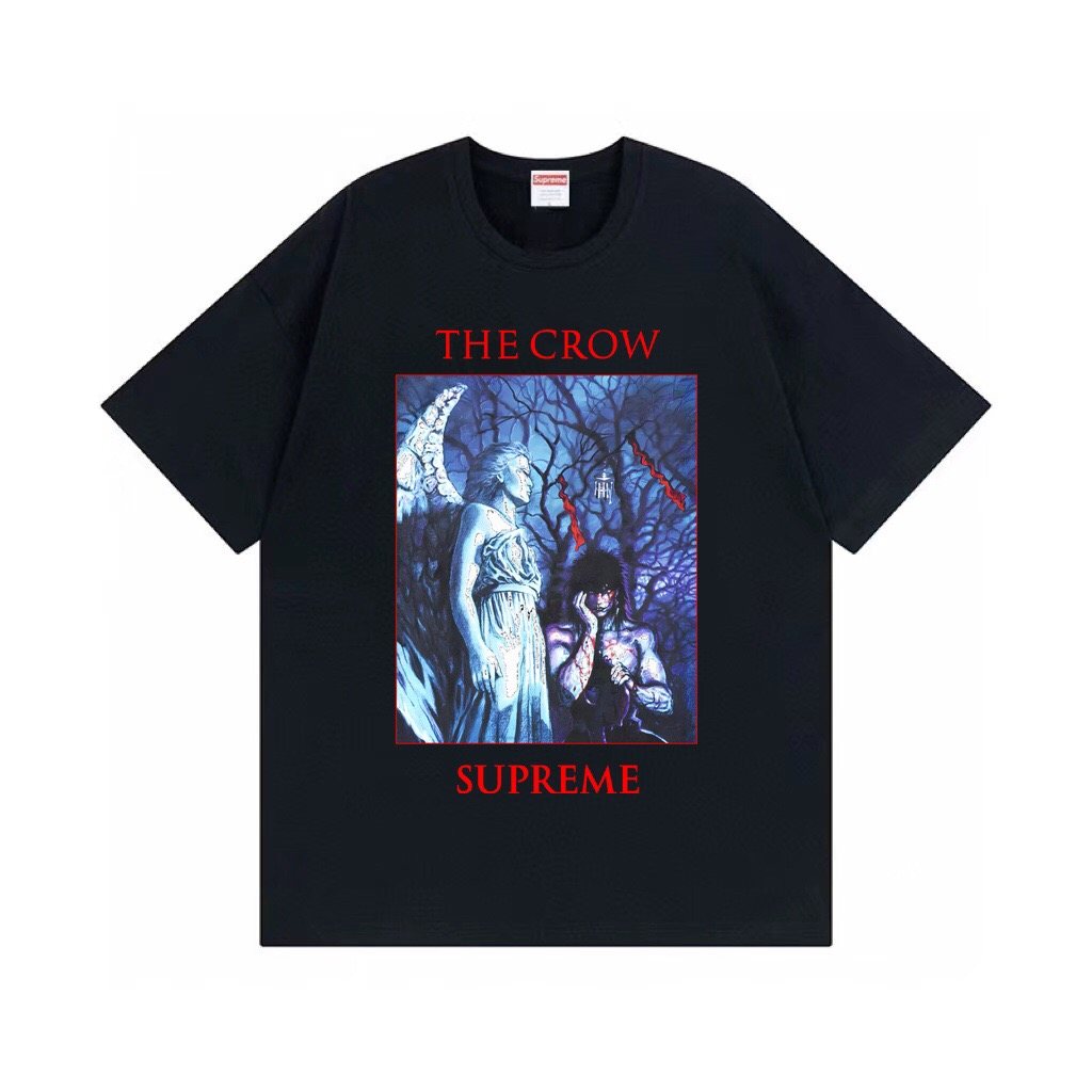 Supreme Crow Angel & Demon Graphic Short-Sleeve T-Shirt — hero
