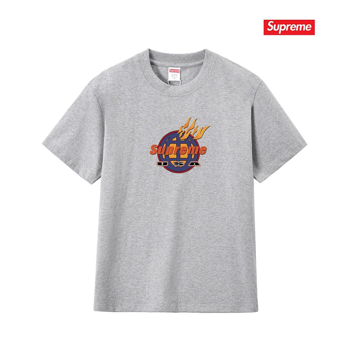 Supreme Flame Globe Graphic Short-Sleeve T-Shirt — front