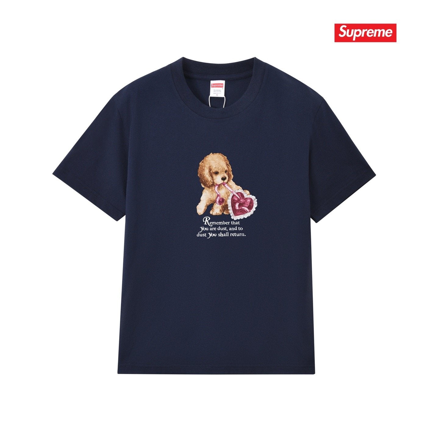 Supreme Dog and Heart Graphic T-Shirt — front