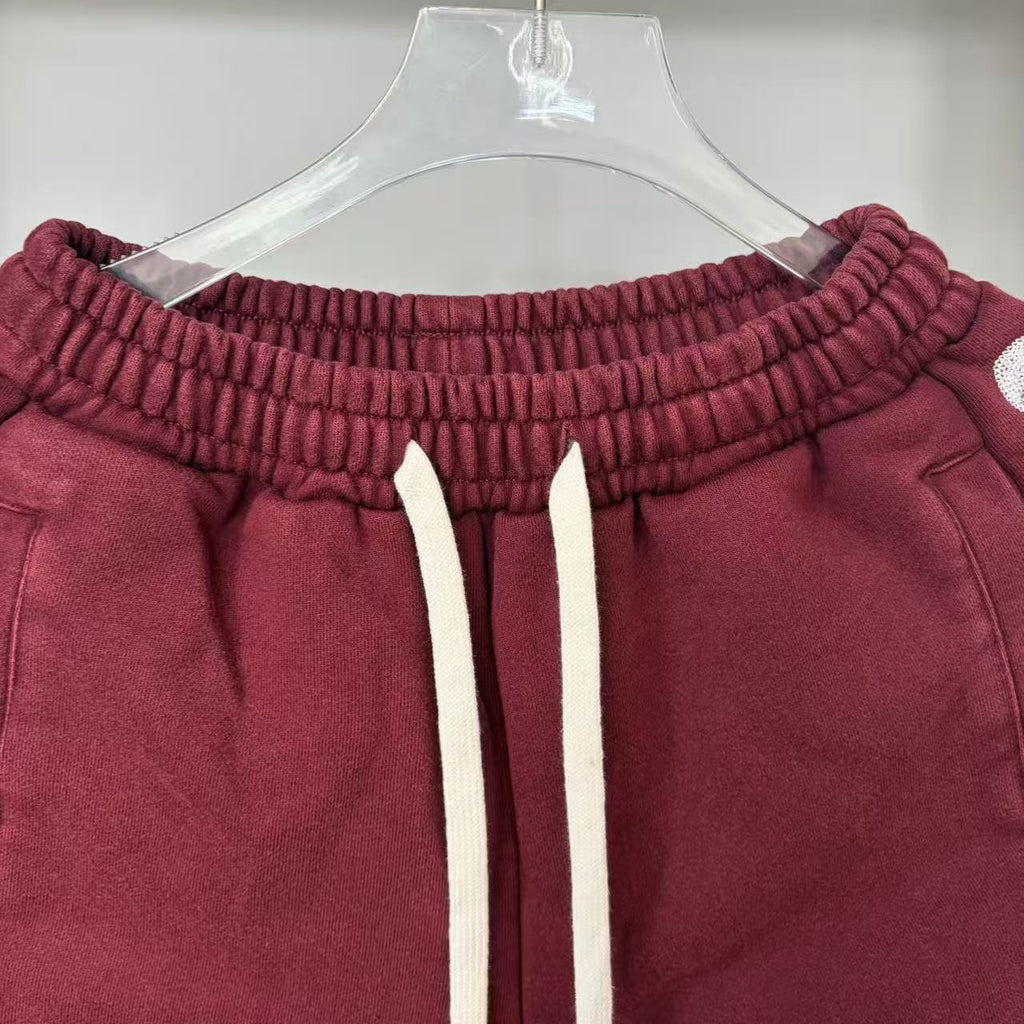Godspeed Burgundy Side-Letter Graphic Shorts — detail