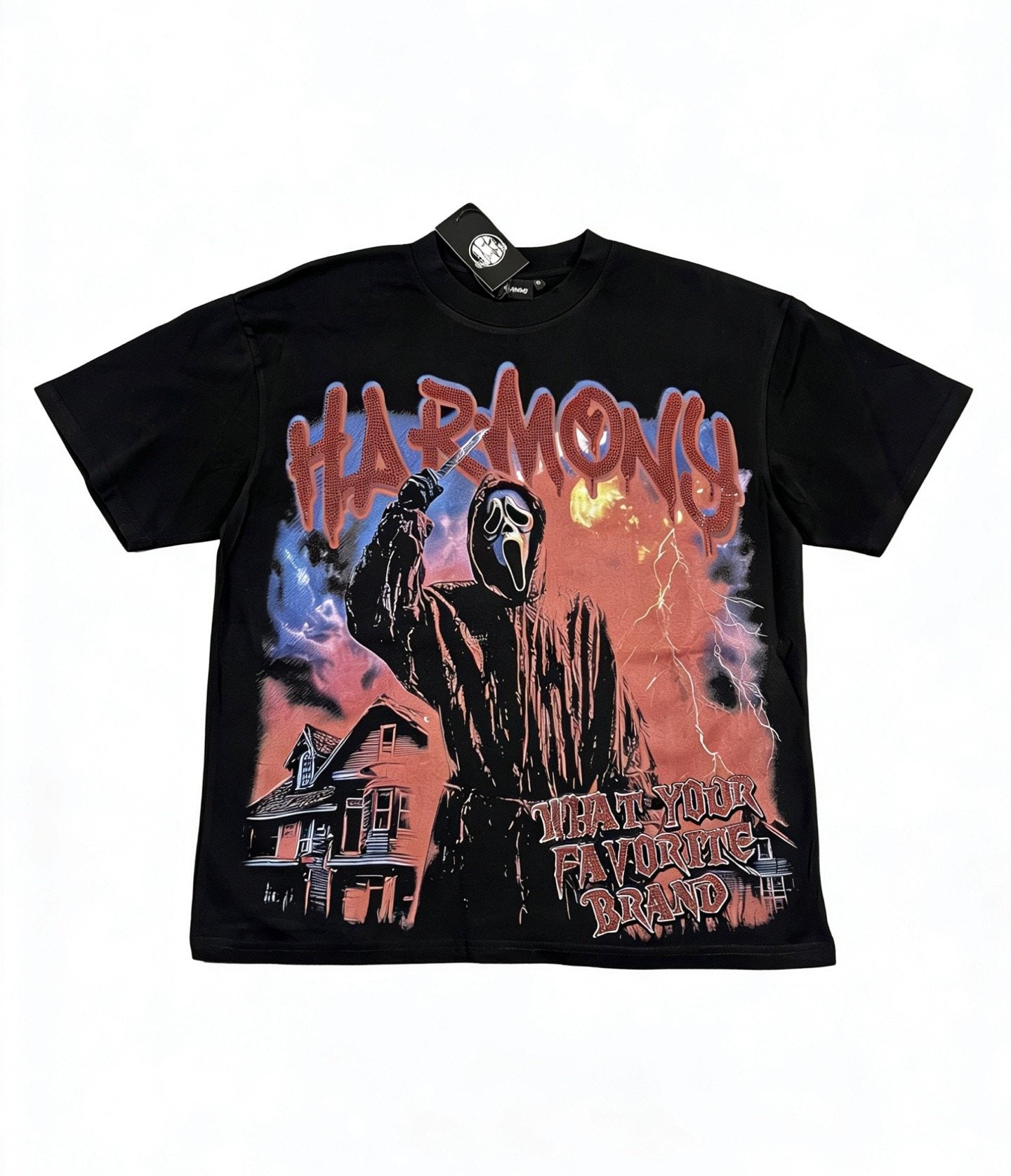HARMONY New Age Mask Portrait Graphic T-Shirt — front