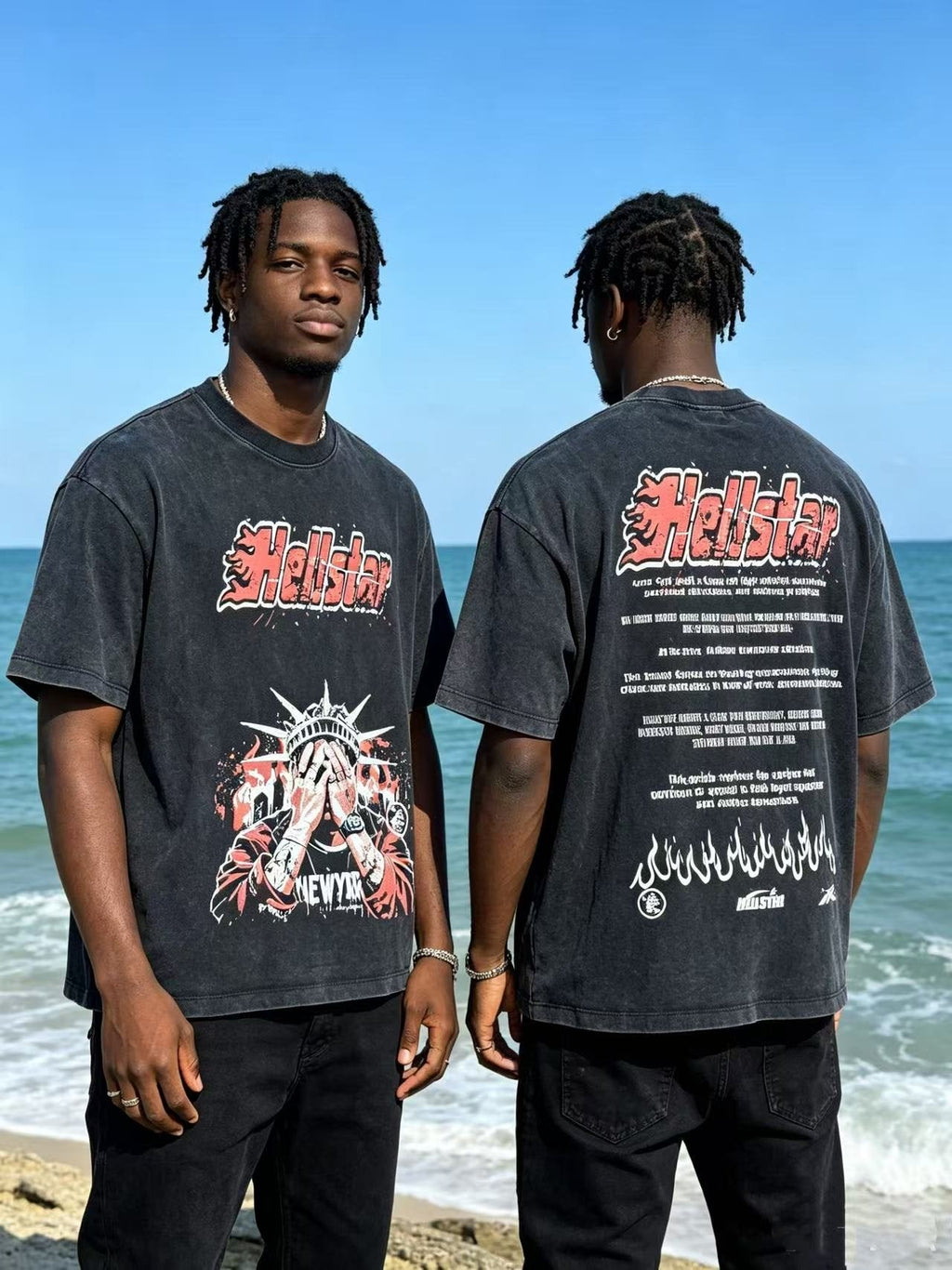 Hellstar Washed Black Front & Back Graphic T-Shirt — context