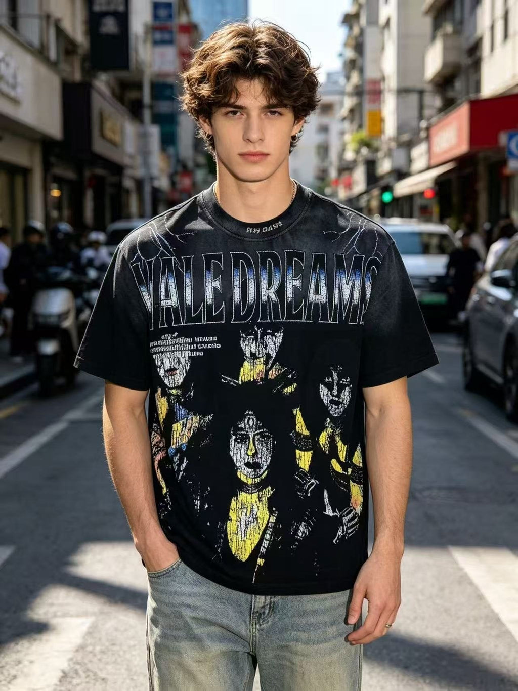 VALLEY Washed Black Graphic T-Shirt — model