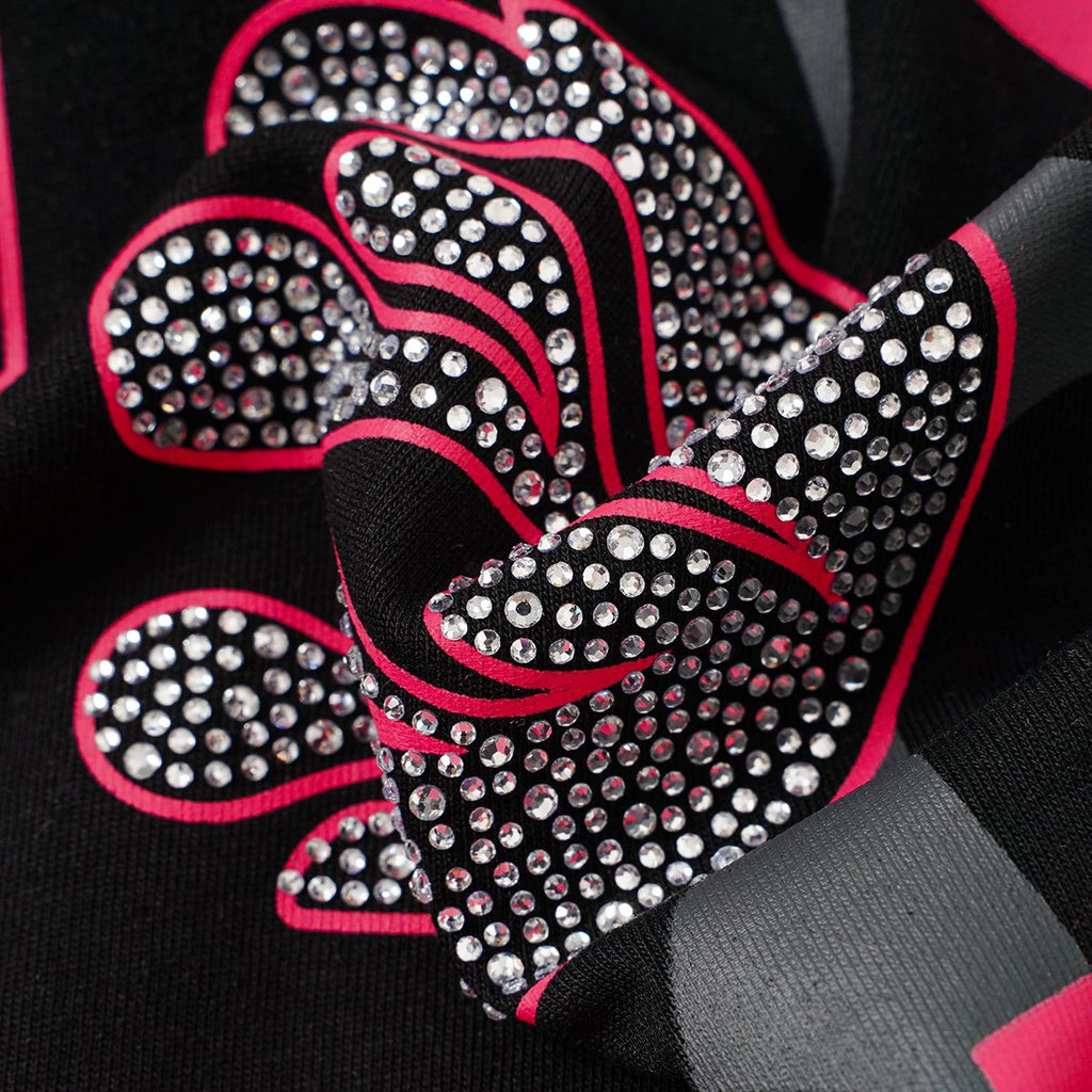 Hellstar No Guts No Glory Rhinestone-Style Graphic T-Shirt — detail