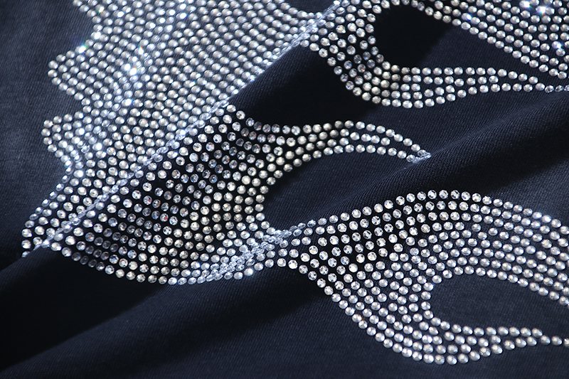 Hellstar Rhinestone Face Flame Graphic T-Shirt — detail