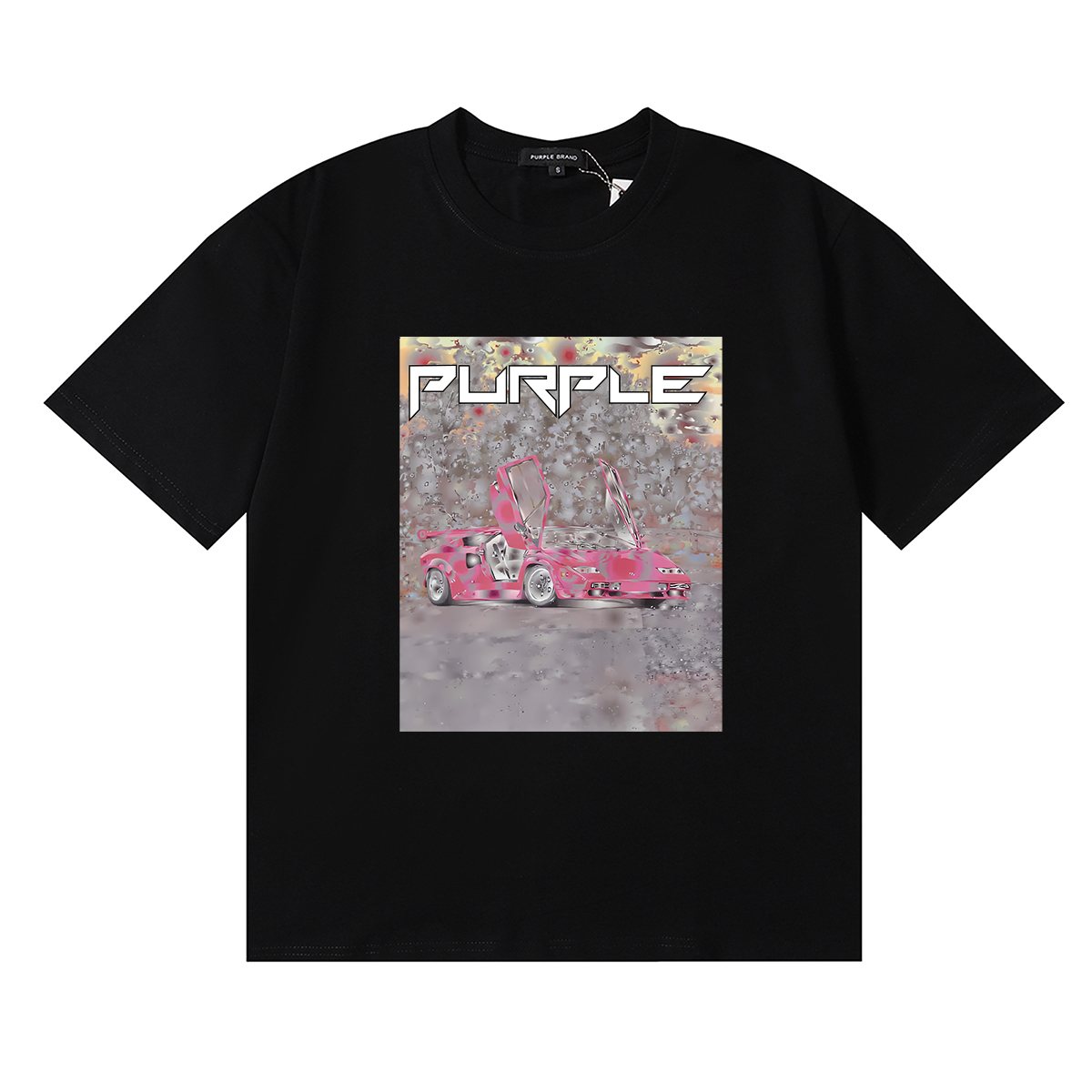 Purple Brand Ditched Car Graphic T-Shirt — front