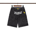 THAT'S A AWFUL LOT OF COUGH SYRUP Washed Denim Graphic Shorts — front