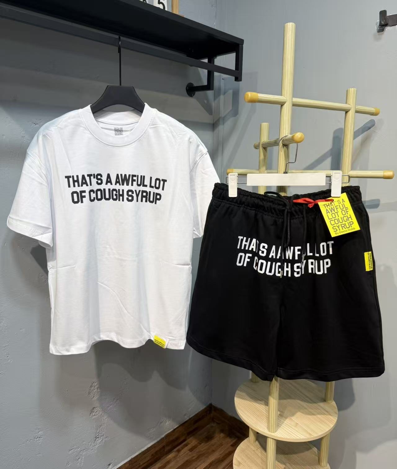 THAT'S A AWFUL LOT OF COUGH SYRUP Bold Wordmark Short-Sleeve Set — front