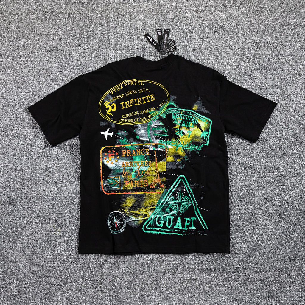 GUAPI World Boss Travel Stamp Graphic T-Shirt — back