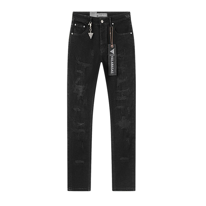 VALABASAS V005 Distressed Black Jeans — front