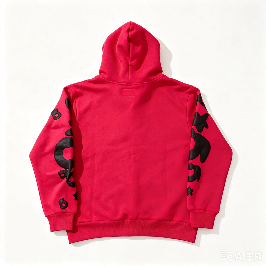 Sp5der Red Graphic Zip Hoodie — back