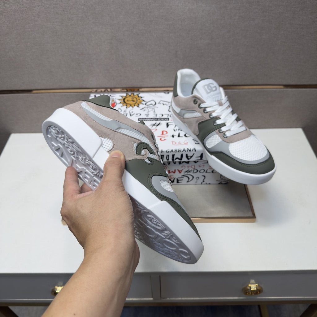 Dolce & Gabbana White, Olive & Taupe Sneakers — model