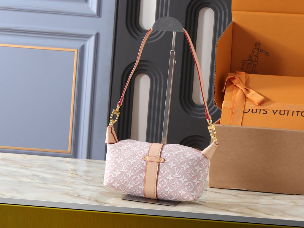 Louis Vuitton Pochette Mia Pink and White Monogram Shoulder Bag — back
