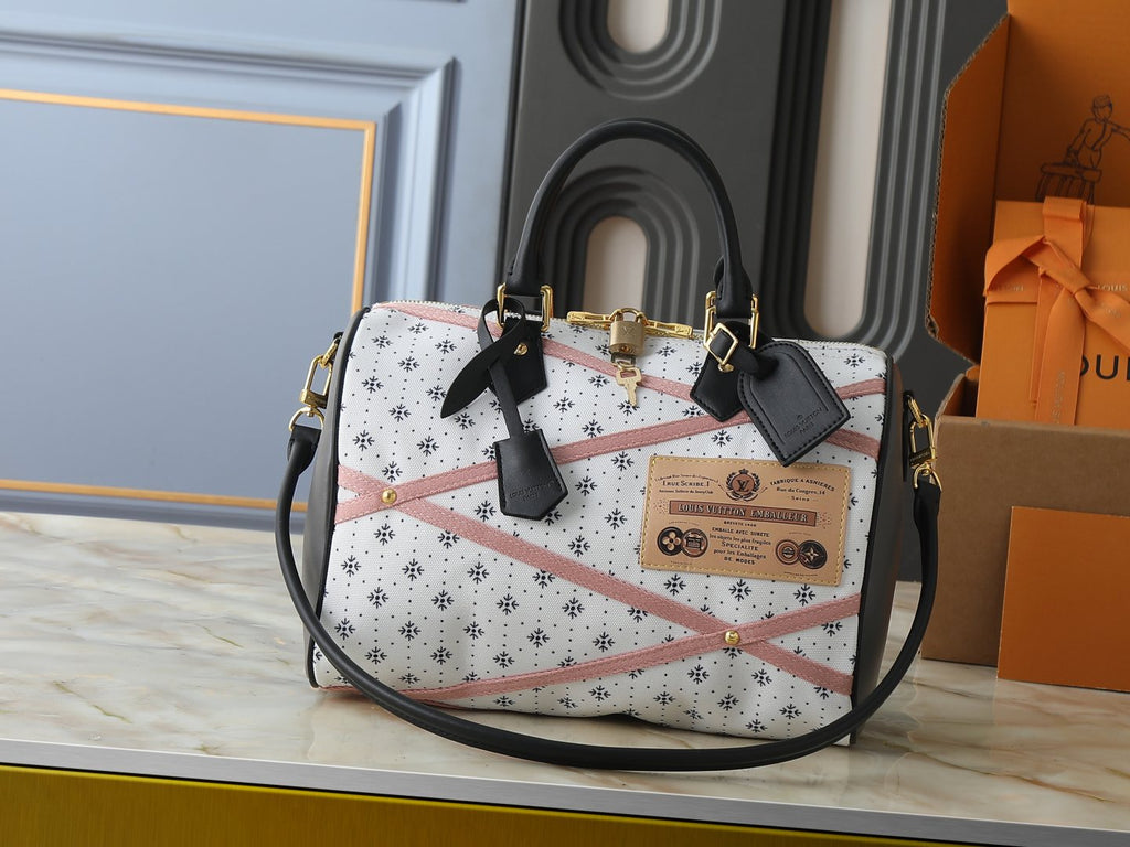 Louis Vuitton Speedy Soft Pink-Band Textile Handbag — hero