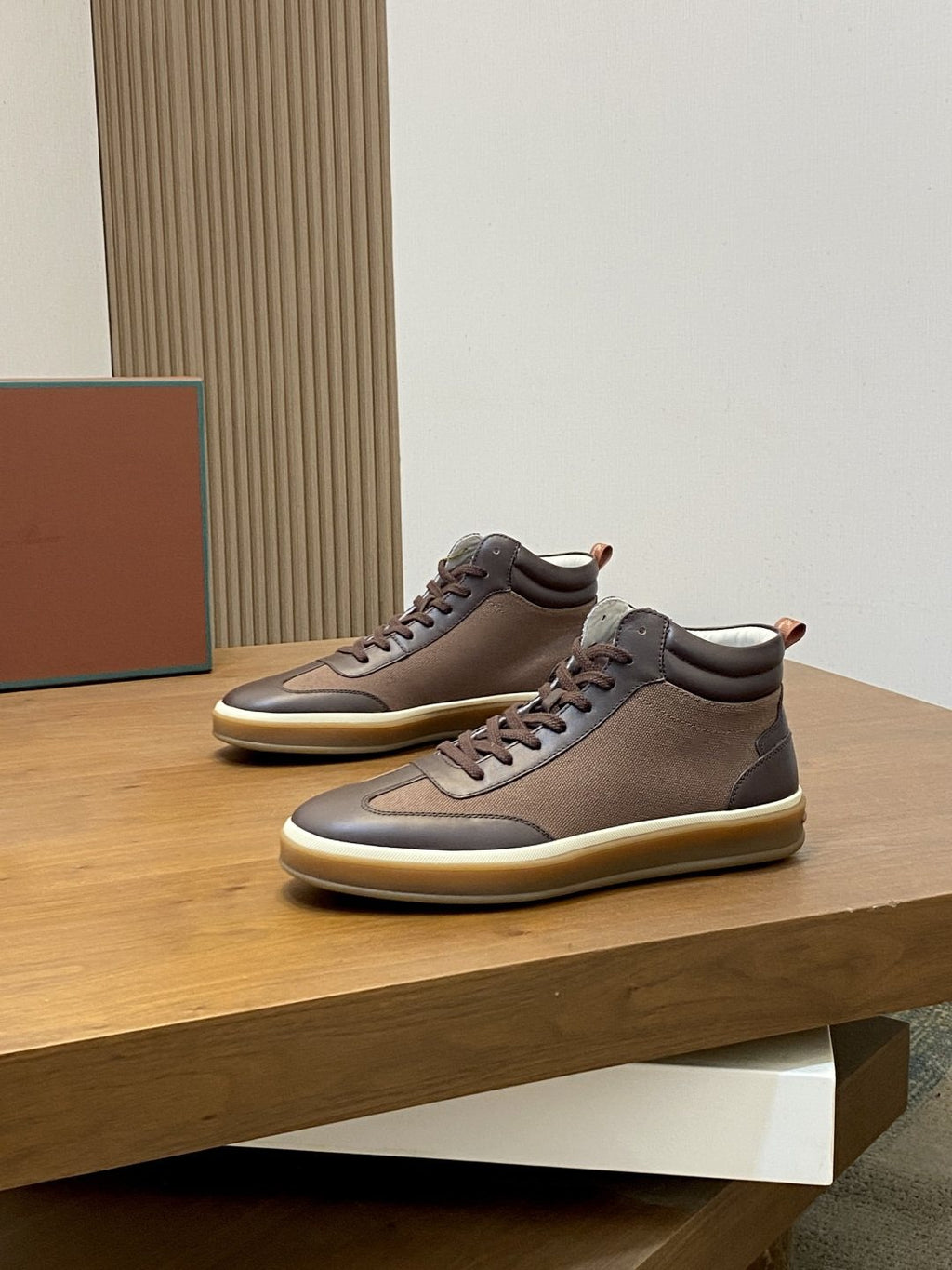 Loro Piana Paneled High-Top Sneakers — front