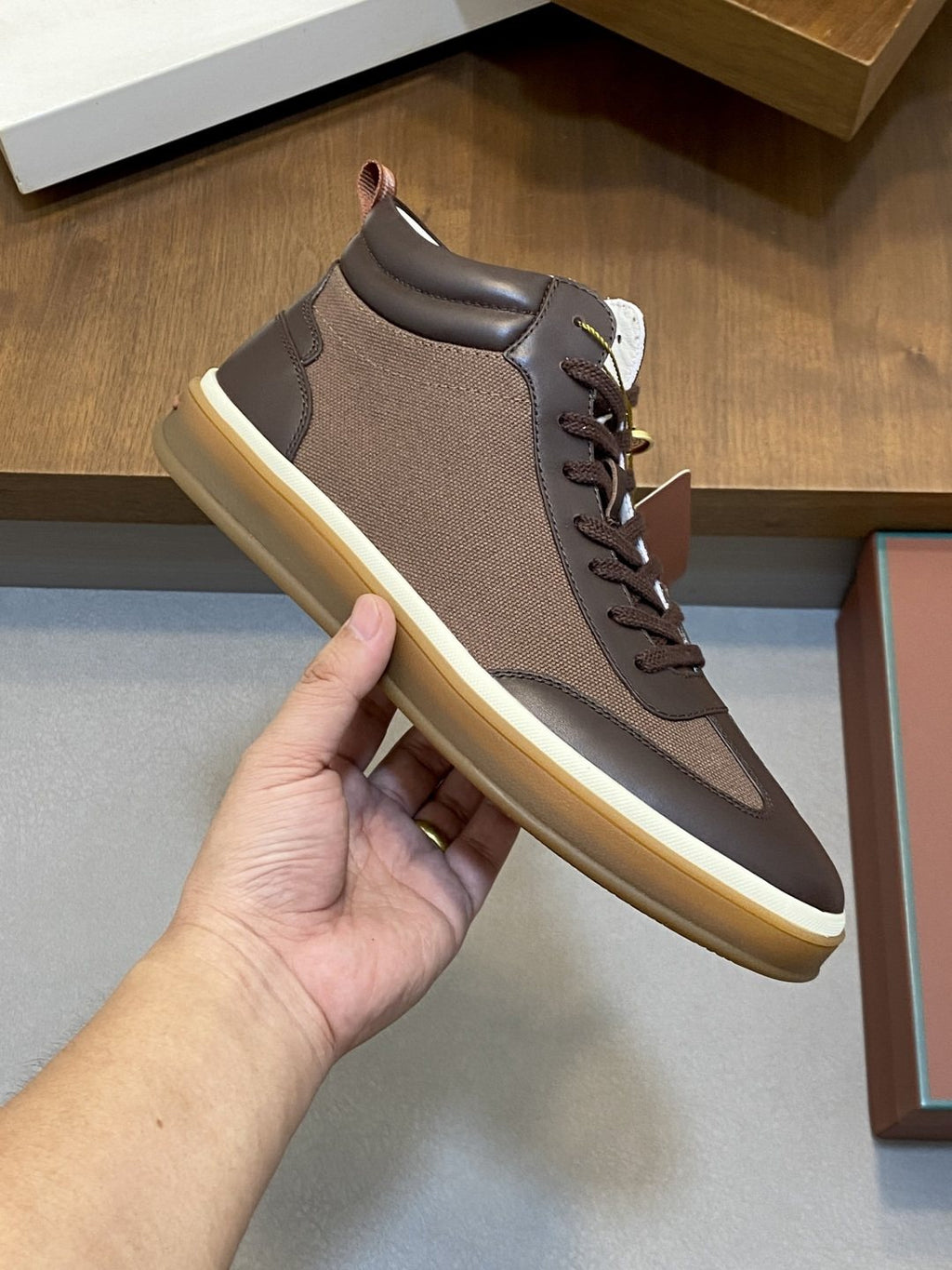 Loro Piana Paneled High-Top Sneakers — model