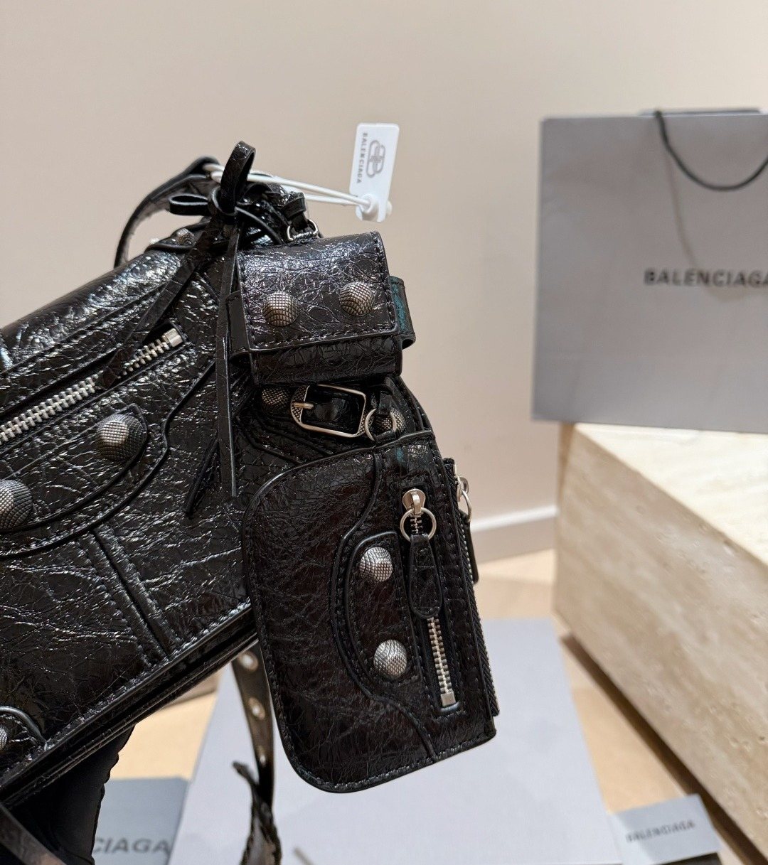 Balenciaga Le Cagole Studded Crossbody Camera Bag — detail