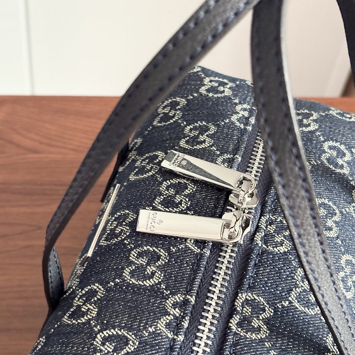 Gucci Monogram Zip-Top Boston Bag — detail