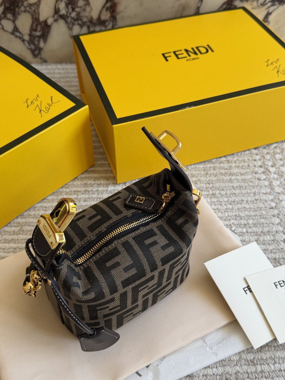 Fendi Monogram Lunchbox Top-Handle Bag — detail