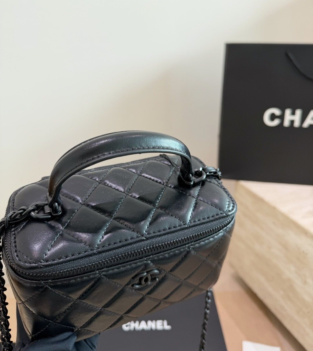 Chanel Diamond-Quilted Top Handle Vanity Bag — front
