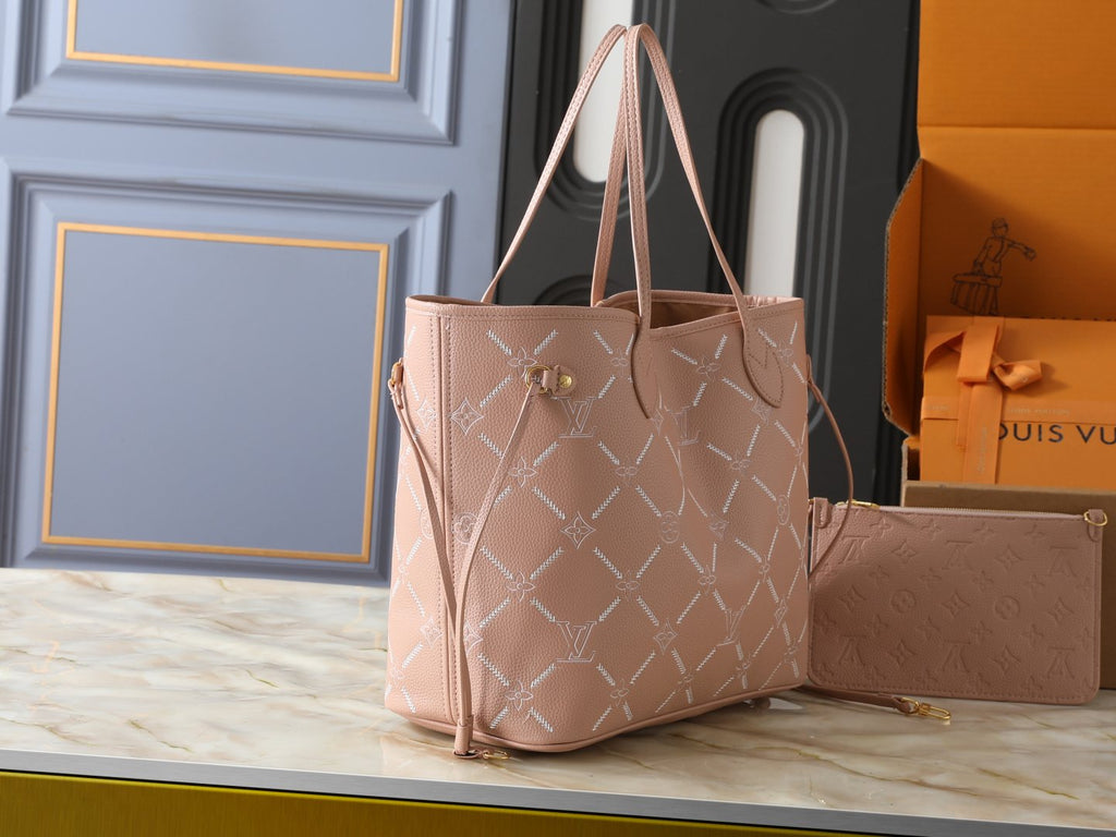 Louis Vuitton Neverfull Monogram Tote with Matching Pouch — side