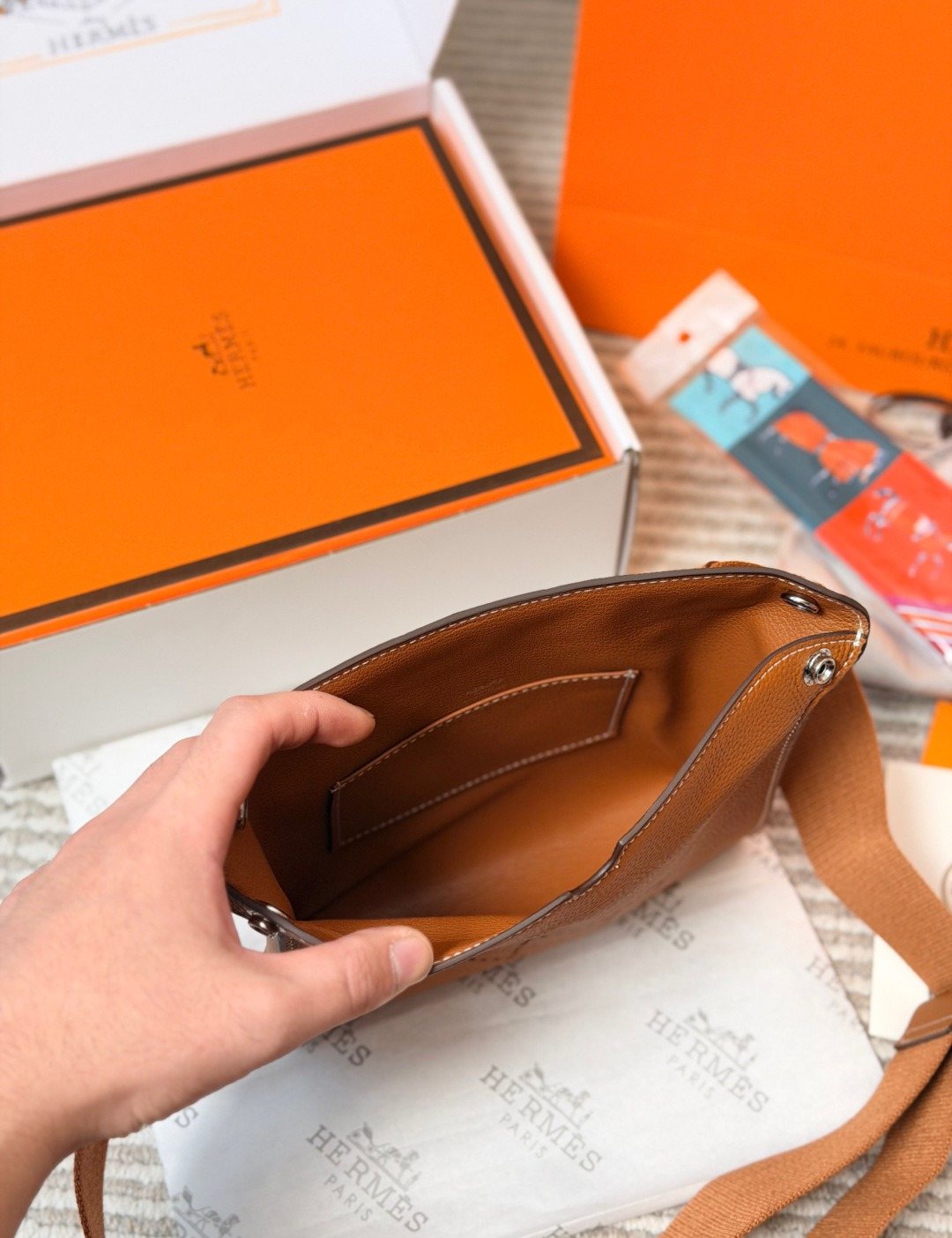 Hermès Videpoche Perforated H Crossbody Bag — detail