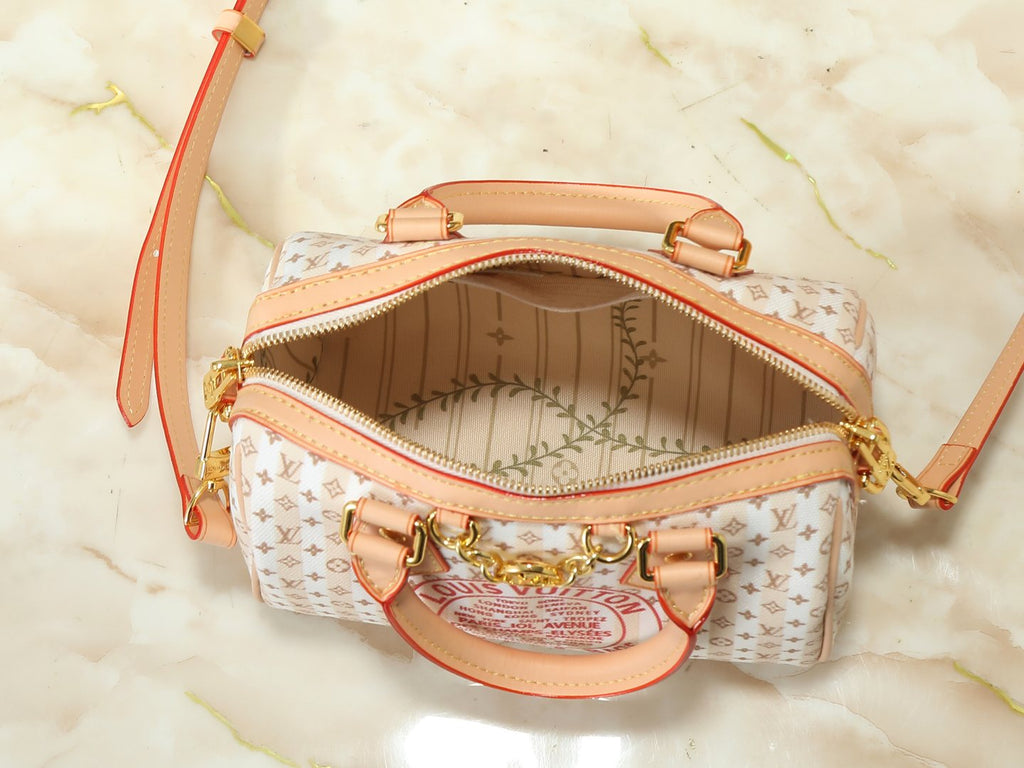 Louis Vuitton Stamp Speedy Bandoulière Striped Bag — detail
