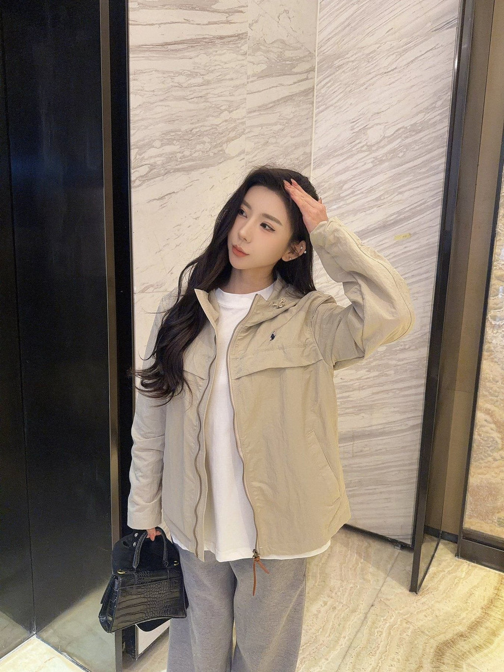 Test2-Ralph Lauren Embroidered Horse Logo Hooded Jacket — model