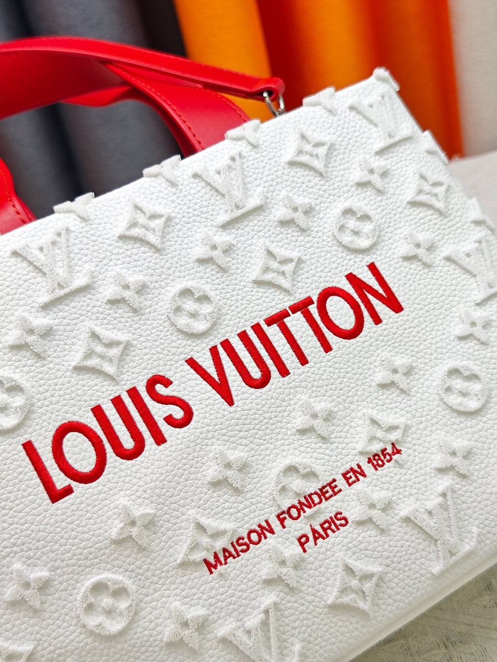 Louis Vuitton Mini Shopper Tote with Monogram Motifs — detail