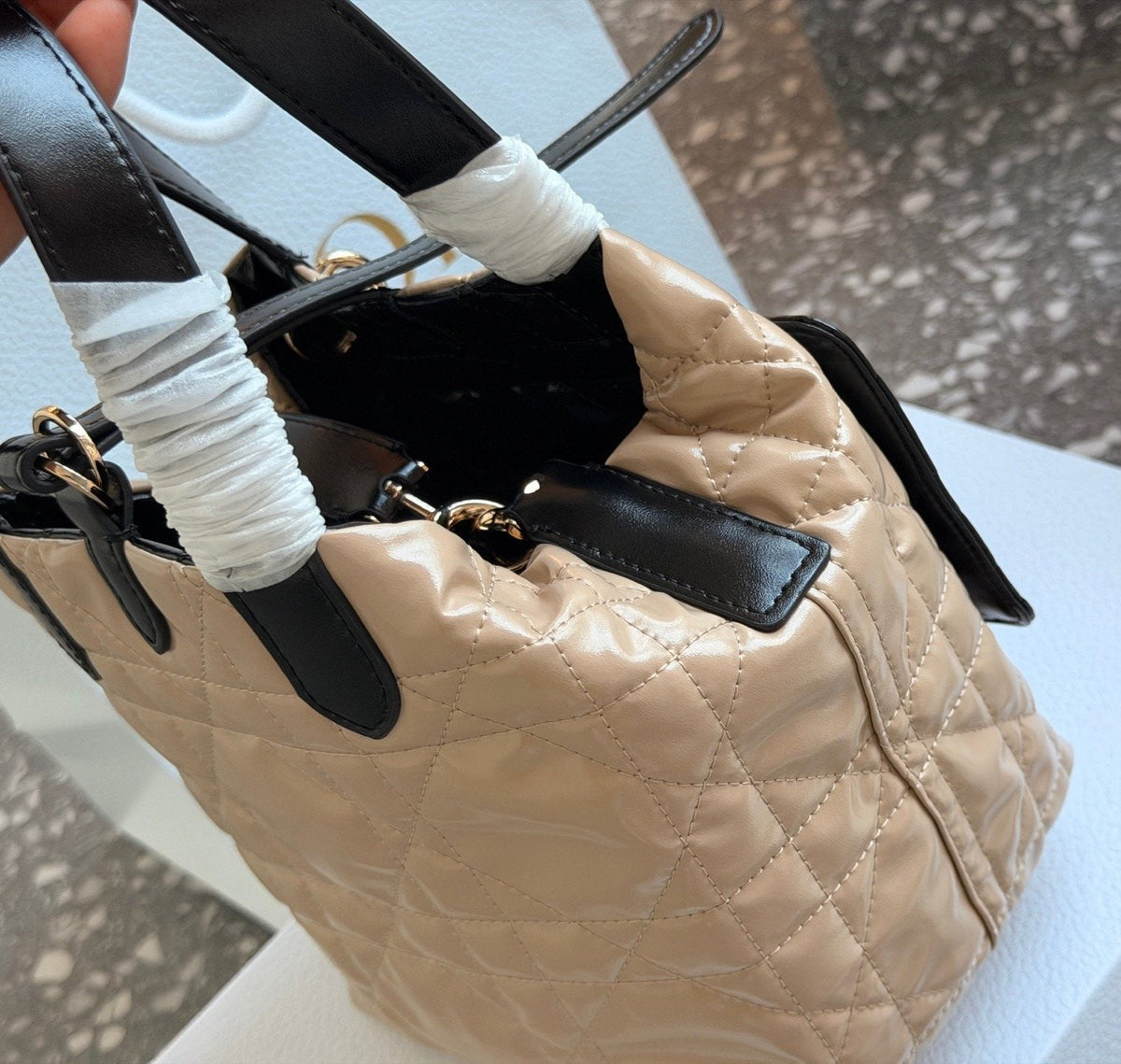 Dior Reversible Toujours Quilted Tote Bag — detail