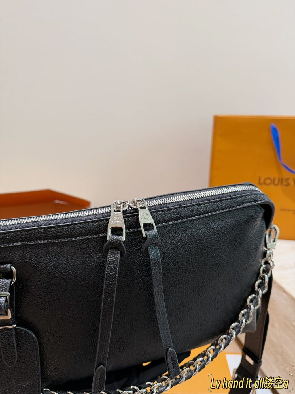 Louis Vuitton Mahina Chain-Detail Shoulder Bag — detail