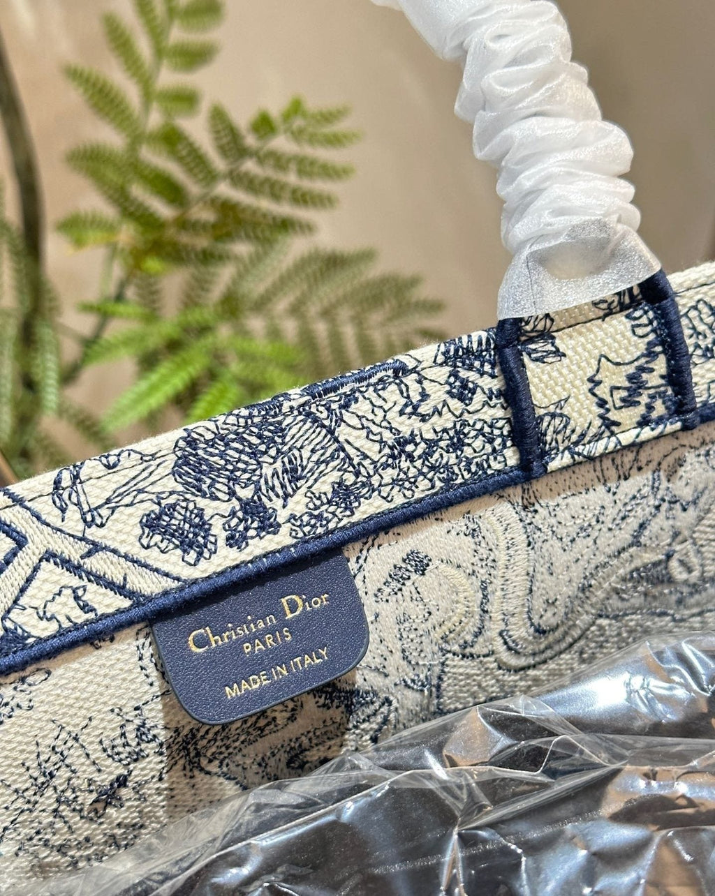 Dior Book Tote with Patterned Panels — detail