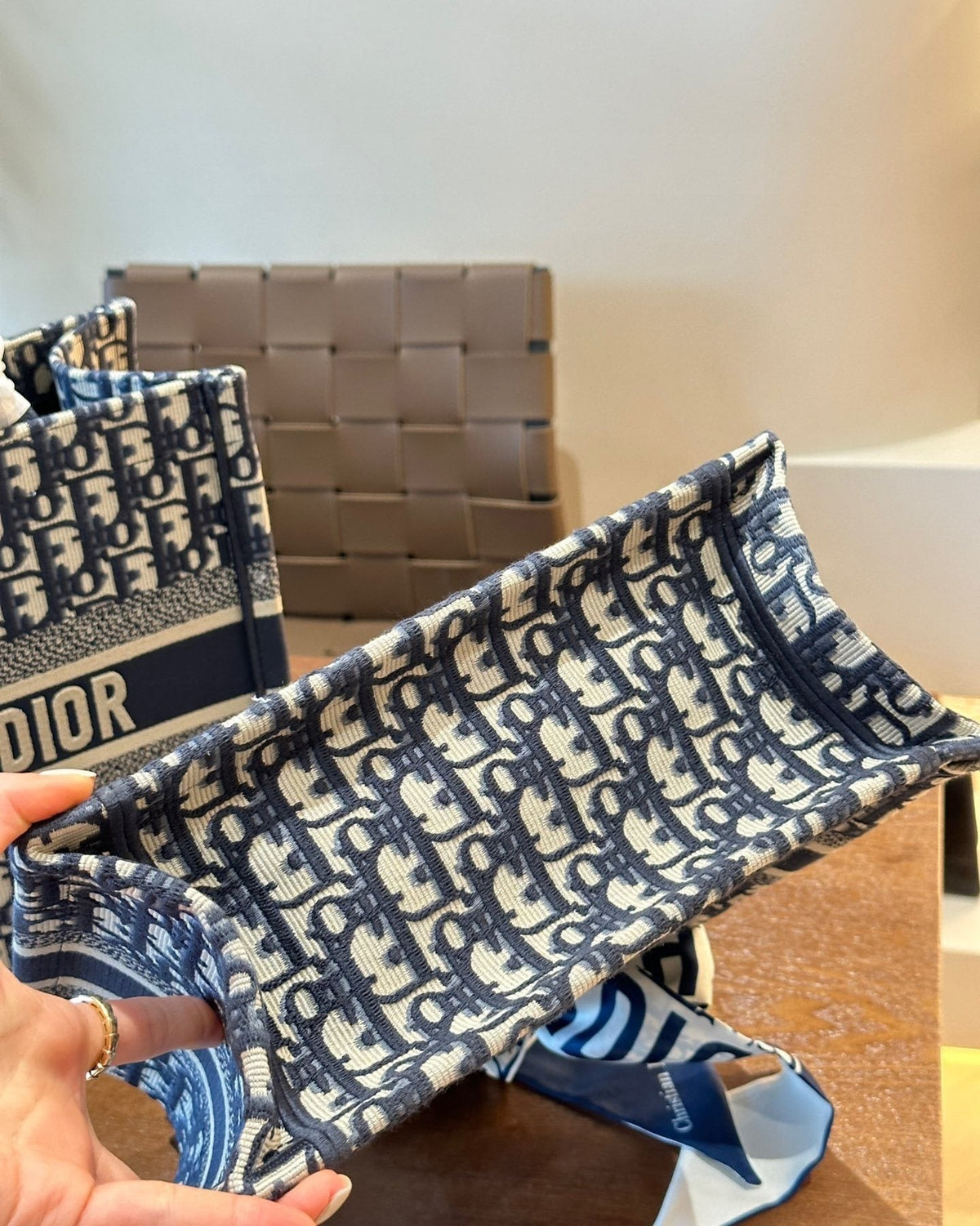 Dior Book Tote with Patterned Panels — detail