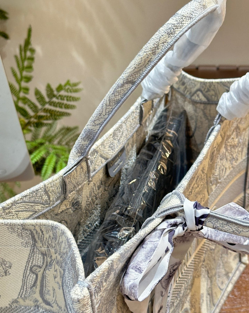 Dior Book Tote with Patterned Panels — detail