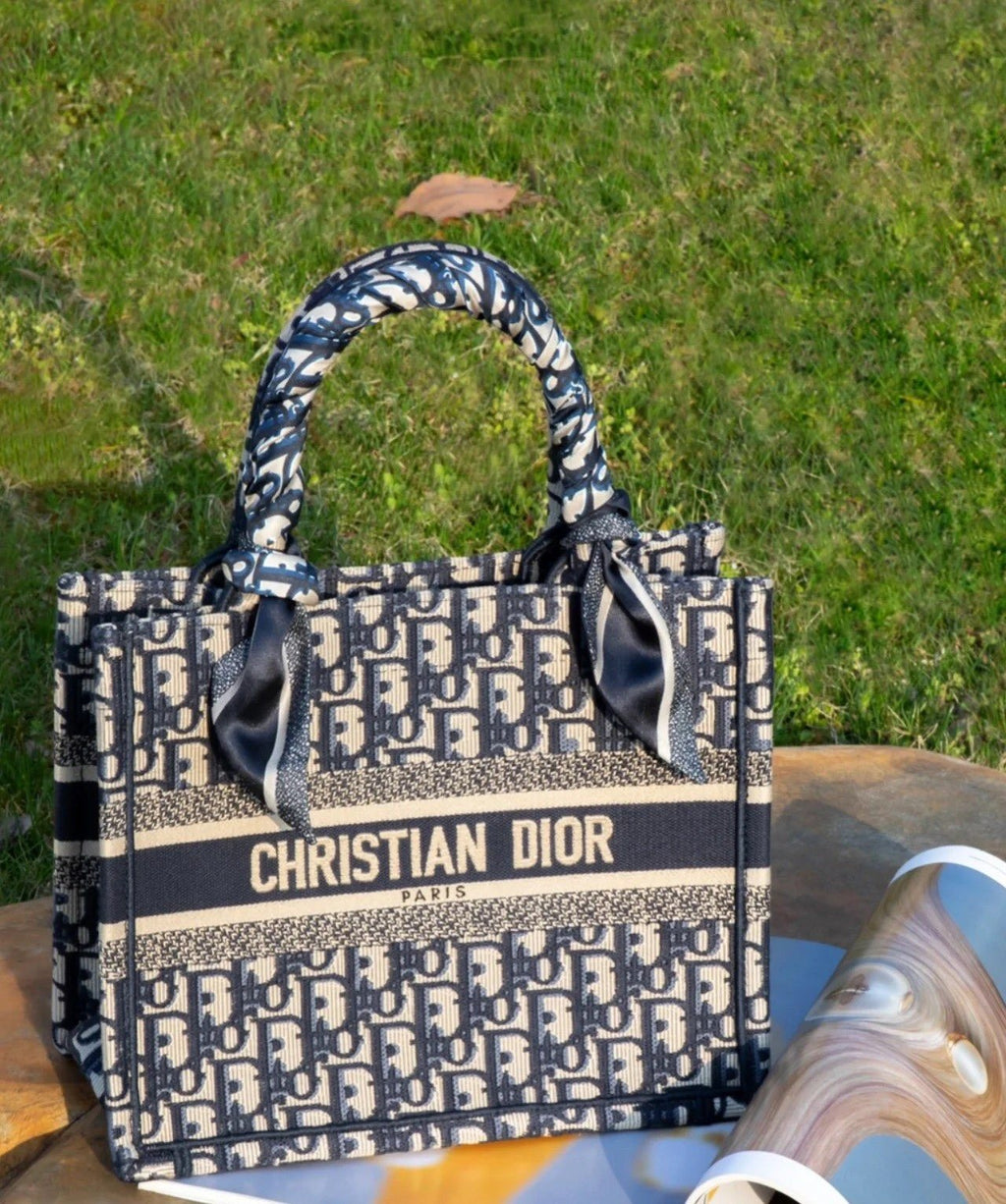 Dior Book Tote with Patterned Panels — hero